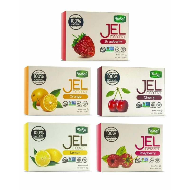 Bakol Vegan Jello Variety Pack, Kosher Dessert Gelatin, 3 oz