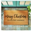 Merry Christmas Ya Filthy Animal Doormat, Premium Thick Coir, Durable