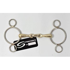 S-Products CONTINENTAL THREE 2 RING SNAFFLE GERMAN SILVER LOZENGE HORSE DUTCH BIT TWO GAG (5.5")