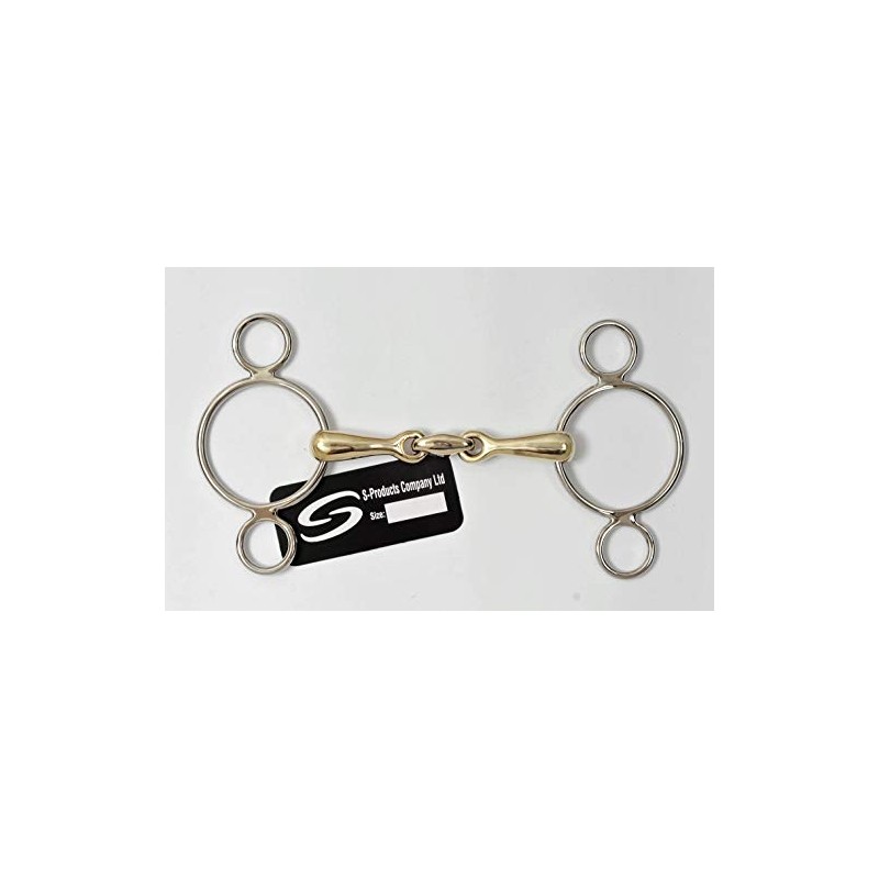 S-Products CONTINENTAL THREE 2 RING SNAFFLE GERMAN SILVER LOZENGE HORSE