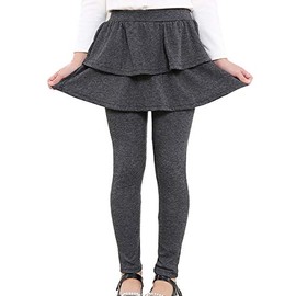 RieKet Girls School Uniform Pants Warm Stretchy Athletic Leggings with Skirt 2-14 Years Dark Grey 7-8 Years