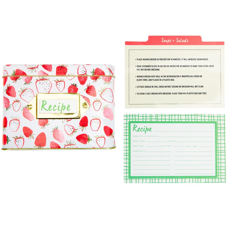 C.R. Gibson Strawberry Fields Box Set with Dividers Recipe Cards