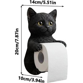 GPT RACK Cat Toilet Paper Roll Holder Wall Mount Funny 3D Cat Paper Holder Gift for Cat Lovers (Black)