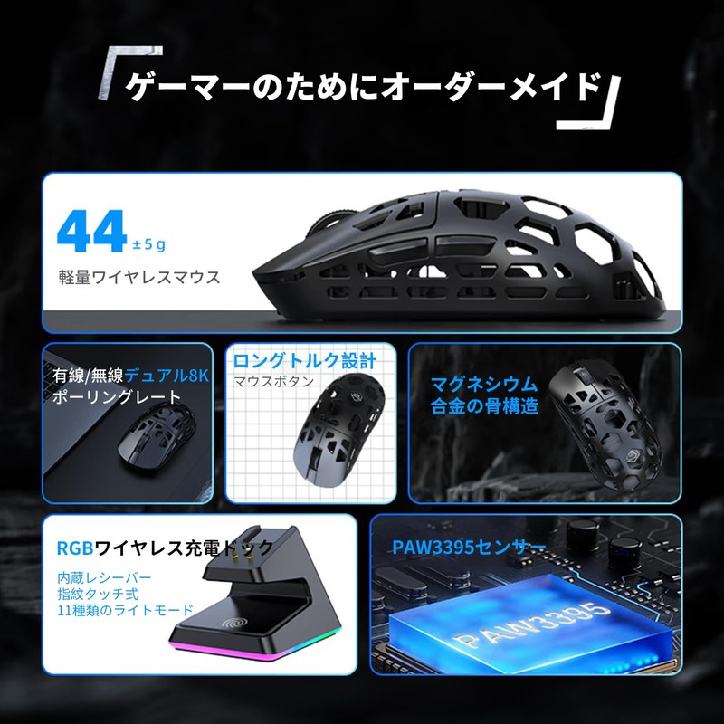 HOGREL x EWEADN L1 Wired/Wireless Dual 8KHz Gaming Mouse, 8