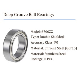 Kozelo 5pcs 6700ZZ Ball Bearings 10x15x4mm Chrome Steel Double Shielded Deep Groove Ball Bearings for Machinery and Industrial Applications
