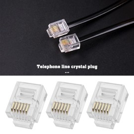 VGOL 50pcs Telephone Line RJ12 Crystal Plug Transparent RJ12 Telephone Connectors ADSL VDSL Telephone Cable Crimp End Connector Male Plugs