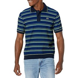 Men's Short Sleeve Classic Fit Striped Polo Sweater, AH7663-7VQ-L