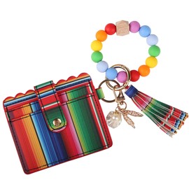 Guran Wristlet Wallet Bracelet Keychain,Card Holder Purse Tassel Keychain Bangle Key Ring for Women Girls (Colorful)