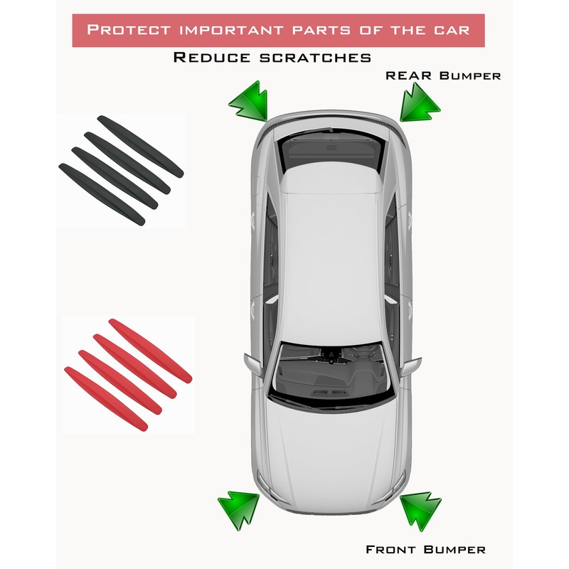 4 Pack Car Bumper Guard, Universal Rubber Protector for SUV