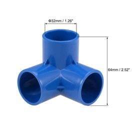 TA-VIGOR 5Pcs 3-Way Elbow PVC Pipe Fitting Furniture Grade 32mm Size Tee Corner Fittings Blue
