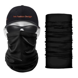 Generic Adult Neck Gaiter Face Mask for Men Women Outdoor Breathable Hiking Sports Sunblock ice silk Bandana Bib, Medium, Black03m