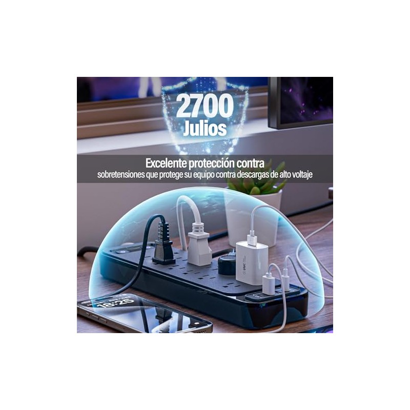 Kirogily Multicontacto Regleta Protector Supresor Picos Voltaje