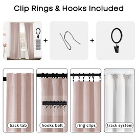 PANELSBURG Light Dusty Pink Curtains for Living Room,Linen Textured Neutral Boho Blackout Thermal Insulated Room Darkening Black Out Curtains for Baby Room,96 Inches Long