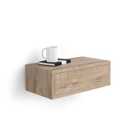 Mobili Fiver, Riccardo Floating nightstand, Oak, 17.7" x 9.8" x 6.1 ", Laminate-Finished, Modern Bedside Table, End Table, Italian Furniture