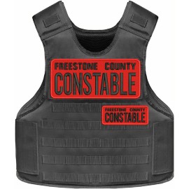 Freestone County Constable EMB Patch 10x4 & 5x2 Velcr@ On Back Black On Red