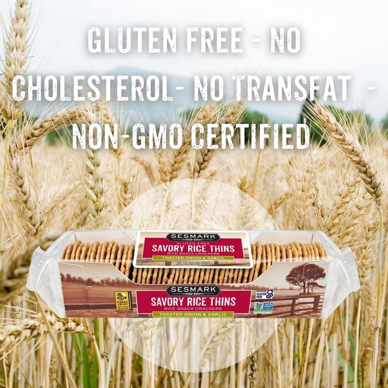 Sesmark Gluten Free Rice Thins Toasted Onion & Garlic -