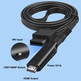 Wiistar Wii to HDMI Converter Adapter 1080P HDMI Cable for Wii Audio Video Converter Cable 1m/3.2ft Supports All Wii Display Modes for Wii HDTV Monitor