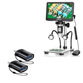 BoxWave Cable Compatible with Elikliv LCD Digital Microscope (7 in) - USB-C to A PortChanger (2-Pack), USB Type-C OTG USB Portable Keychain - Slate Black