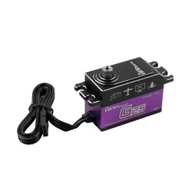 RCmall 25KG Low Profile High Torque Steering Servo Coreless Motor Steel Gear RC Servo 7.4V HV IP67 Waterproof 180/270° Angle Adjustable 1/10 1/12 for RC Car Crawler, Truck, Robotic (180 Degree)