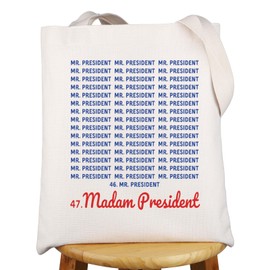 G2TUP Madam President Tote Bag Kamala 47 Th President Gifts Childless Cat Lady Gifts Kamala Shoulder Bag (President CA)