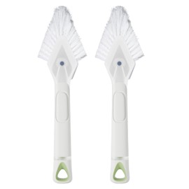 RIMAY Hard Bristle Crevice Cleaning Brush with Soap Dispenser 2 Pcs, Multifunctional Gap Scrub Brush, Small Cleaning Brushes for Tight Spaces, Corner, Windows, Kitchen, Bathroom, Sink, Grout, Car