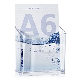 DIN A6 Table Brochure Stand as Flyer Stand, Transparent Flyer Holder and Stable Table Brochure Holder, Postcard Stand, Crystal Clear Table Brochure Stand for A6 Flyer and Postcards Pack of 5