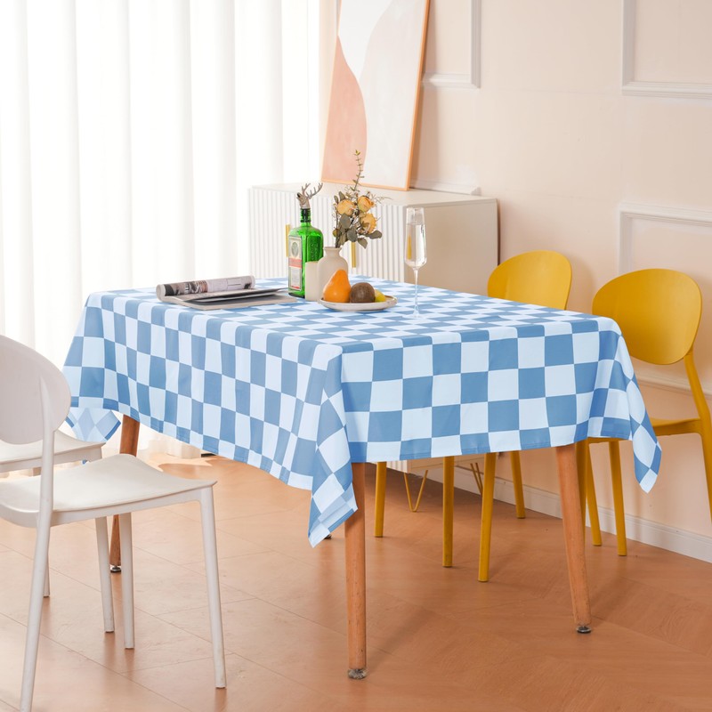 Ohocut Checkered Table Cloth Square Tablecloth, Classic Blue Checkerboard Tablecloth