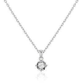 Philip Jones Silver Plated Solitaire Necklace Created with Zircondia® Crystals
