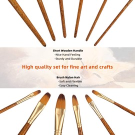 Silithus Paint Brushes 6 Pieces Set, Professional Fine Tip Paint Brush Set Round Pointed Tip Nylon Hair artist acrylic brush for Acrylic Watercolor Oil Painting (Oval)
