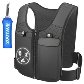 Running Vest for Men and Women, Adjustable Breathable Running Vest with 500 ml Water Bottle, Reflective Running Vest, Lightweight Running Backpack, Hydration Backpack for Running