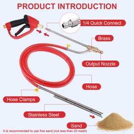 Gyfent Gyfent Pressure Washer Sand Gun Blaster Kit with Gun, 5000 PSI Sand Gun Blaster for Pressure Washer with 4 PCS Replacement Nozzle & 1/4' Quick Disconnect Wet Abrasive Sand Gun Blaster Attachment