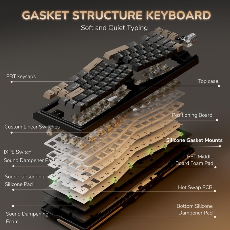 RK ROYAL KLUDGE A70 Wireless Ergonomic Keyboard, Alice Split Mechanical