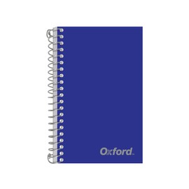 Oxford Spiral Notebook, Mini 1-Subject Journal for School, College Ruled Paper, 100 Sheets, 4-3/8 x 7 Inches, Durable Storage Pocket, Blue Cover (1002543)