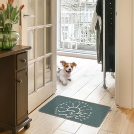 Nvotell Coastal Beach Door Mat - Summer Beach Welcome Front Door Mat Outdoor Entrance, Summer Nautical Happiness Comes in Waves Door Mats, 17x30 Inch