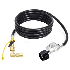 MCAMPAS 8FT Low Pressure Propane Regulator with Hose Plus 1/4" Quick Connect Propane Elbow Adapter Converter for 17" and 22" Blackstone Tabletop Camper Grill