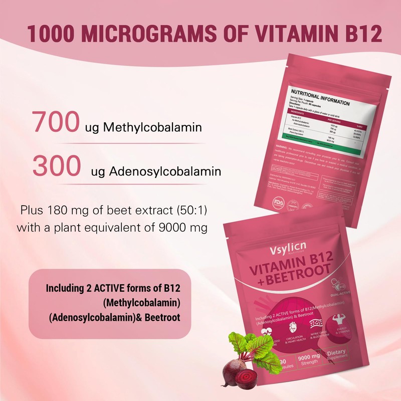 Beetroot & Vitamin B12 Complex – 18000mg Beetroot + 2000mcg