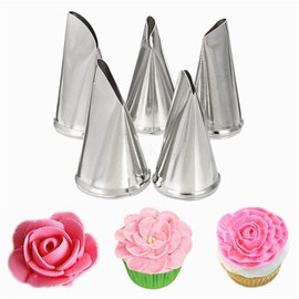 5 Pcs Pastry Decorating Tips, Stainless Steel Baking Kits, Piping Nozzles Tips Set, Decorating Icing Piping Set, Cream Icing Piping Fondant Rose Nozzle Pastry Tools Fondant Decorating Tools#9