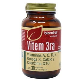 Vitem 3rsa - Suplemento Alimenticio - Vitaminas a, C, D y e, Omega 3, Calcio y Coenzima Q10 Frasco con 30 Cápsulas