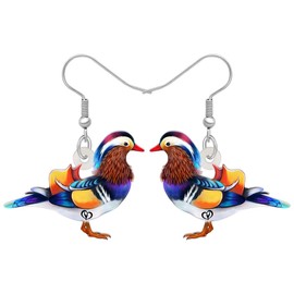 BAMAY Cute Mandarin Duck Earrings Acrylic Dangle Jewellery Flowers Duck Gifts for Women Girls Pelican Earrings Duck Pendant, Acrylic, No Gemstone