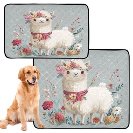 Kigai Cartoon Alpaca Washable Pee Pads for Dogs 3PCS Absorbent Leakproof Puppy Training Pads Reusable & Non-Slip Pet Whelping Pads Dog Potty Pads 20x24in