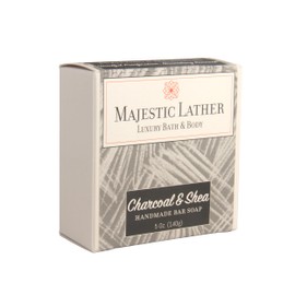 Majestic Lather Activated Charcoal & Shea Butter Luxury Bar Soap for Face, Body, Oily & Sensitive Skin, Eczema, Psoriasis and ACNE. Purifying & Nourishing