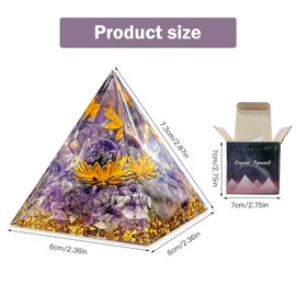 Orgonite Pyramid, 6 cm Large Crystal Pyramid, Resin Pyramid Meditation, Healing Stones Pyramid Positive Energy for Spiritual Reiki Protection Christmas Gift Esoteric Gifts (A)