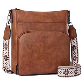 Roulens Crossbody Bags for Women,Soft Vegan Leather Medium Shoulder Handbags Travel Purse with Front Zipper Wallet Pocket