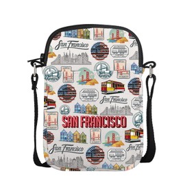 UJIMS San Francisco Souvenir San Francisco Trip Crossbody Bag San Francisco Landmarks Gifts California State Map Gift (SFCBag)