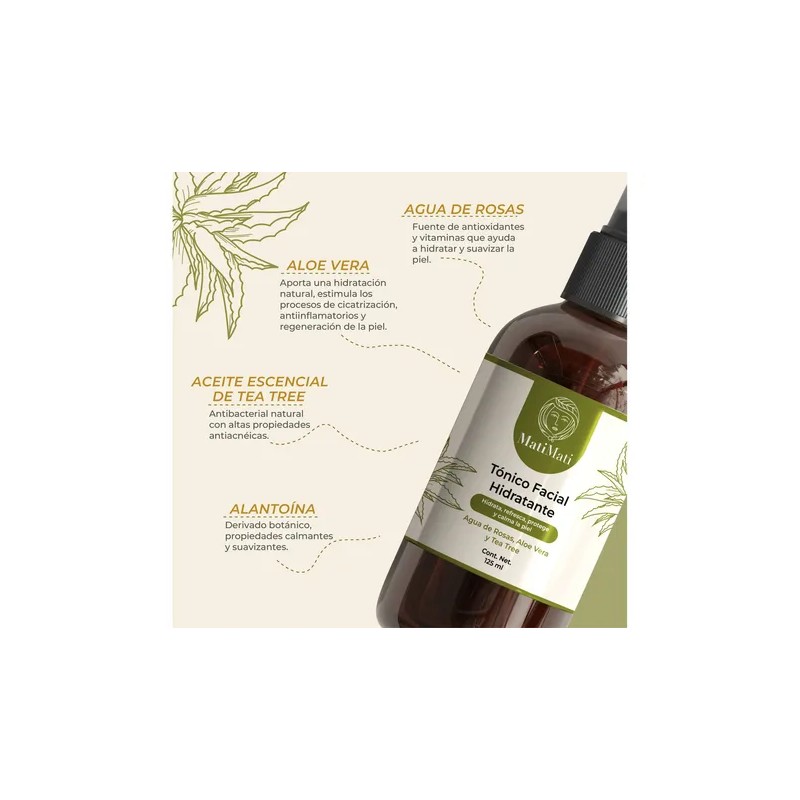 Agua De Rosas Facial Hidratante Y Tea Tree Matimati 125
