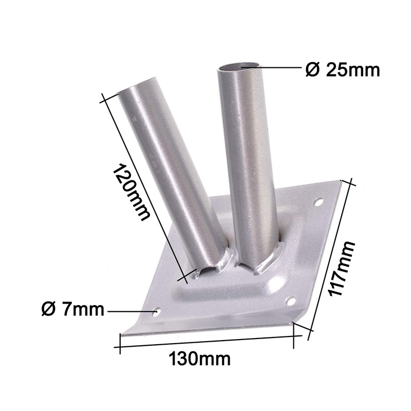 Aqbau Flag Holder Silver 2-Way Flag Pole Holder Flag Pole