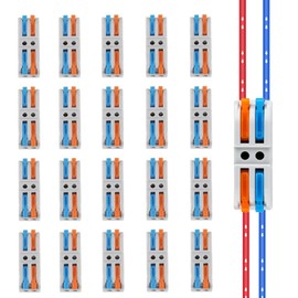 DIANN 20pcs Lever Wire Connectors 2 in 2 Out Quick Connect Splice Connectors Push-in Compact Inline Terminals for Electrical Wire Splicing Project 28-12 AWG
