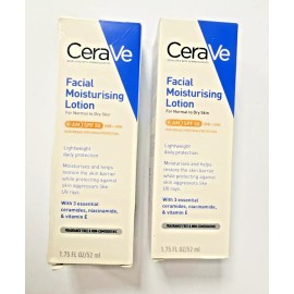 Cerave LOT OF 2 CeraVe AM Facial Moisturizing Lotion UVB + UVA SPF 50  1.7oz EXP 11/26