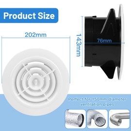 LALAGO 1 Stück Tellerventil Rund mit Insektenschutz 150 mm, Runde Lüftungsgitter Weiß ABS, Erstellbares Belüftungsgitter, Abluftgitter, Luftgitter, Entlüftungsabdeckung für Abluftventilator Belüftung