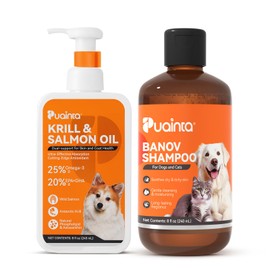 PUAINTA PUAINTA 8oz Dog Shampoo and 8 oz Krill Salmon Omega Fish Oil for Dogs, Itch Relief